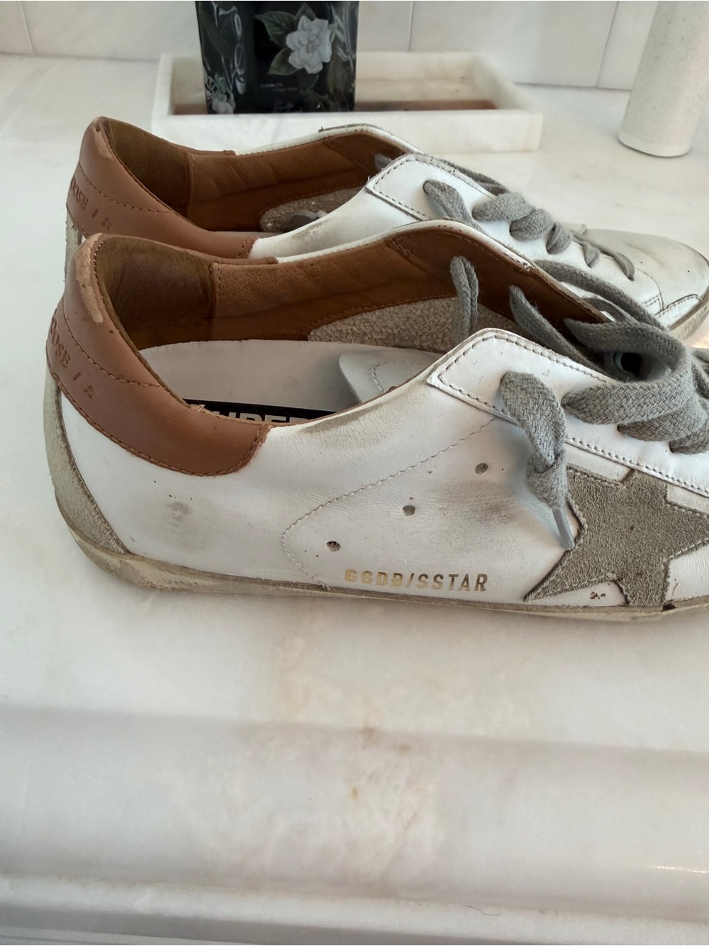 Golden Goose White and Gray Superstar Sneakers - Picture 3 of 4